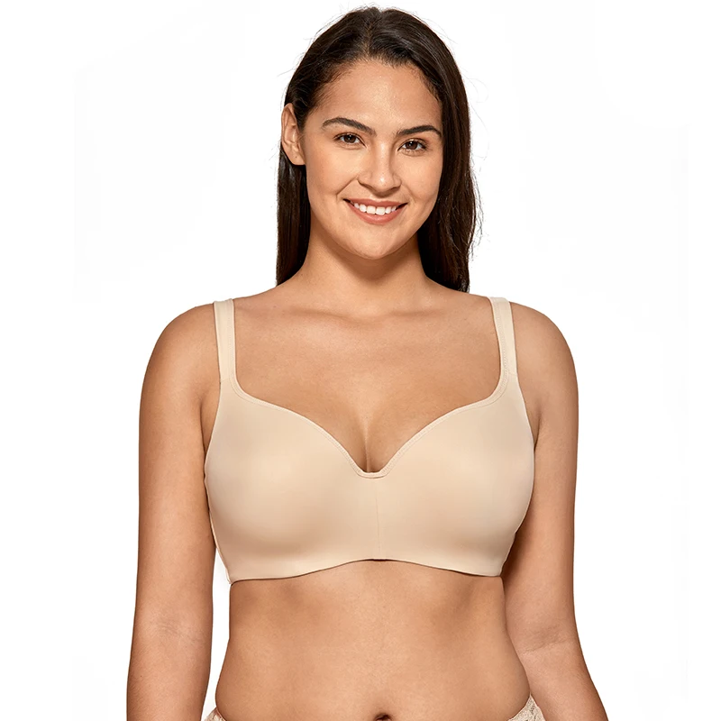 

Seemless Full-Coverage Balconette Big Size T-Shirt Bra Blue Blown Pink 34-44 B C D DD E