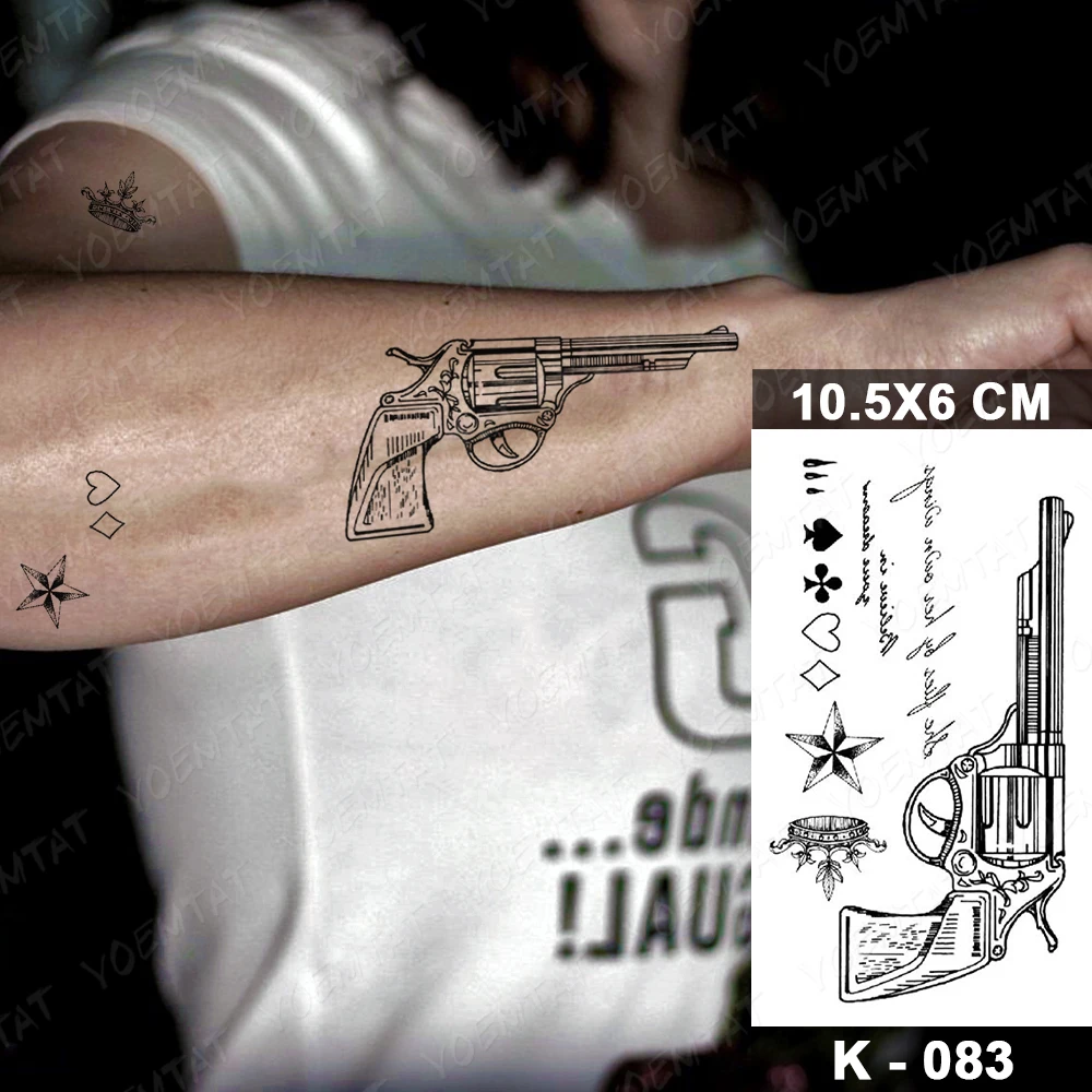 Водостойкая временная татуировка-наклейка с маленьким пистолетом звездой