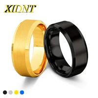 xidnt personalized stainless steel beveled edge brushed center ring men and women wedding ring customized name letter date