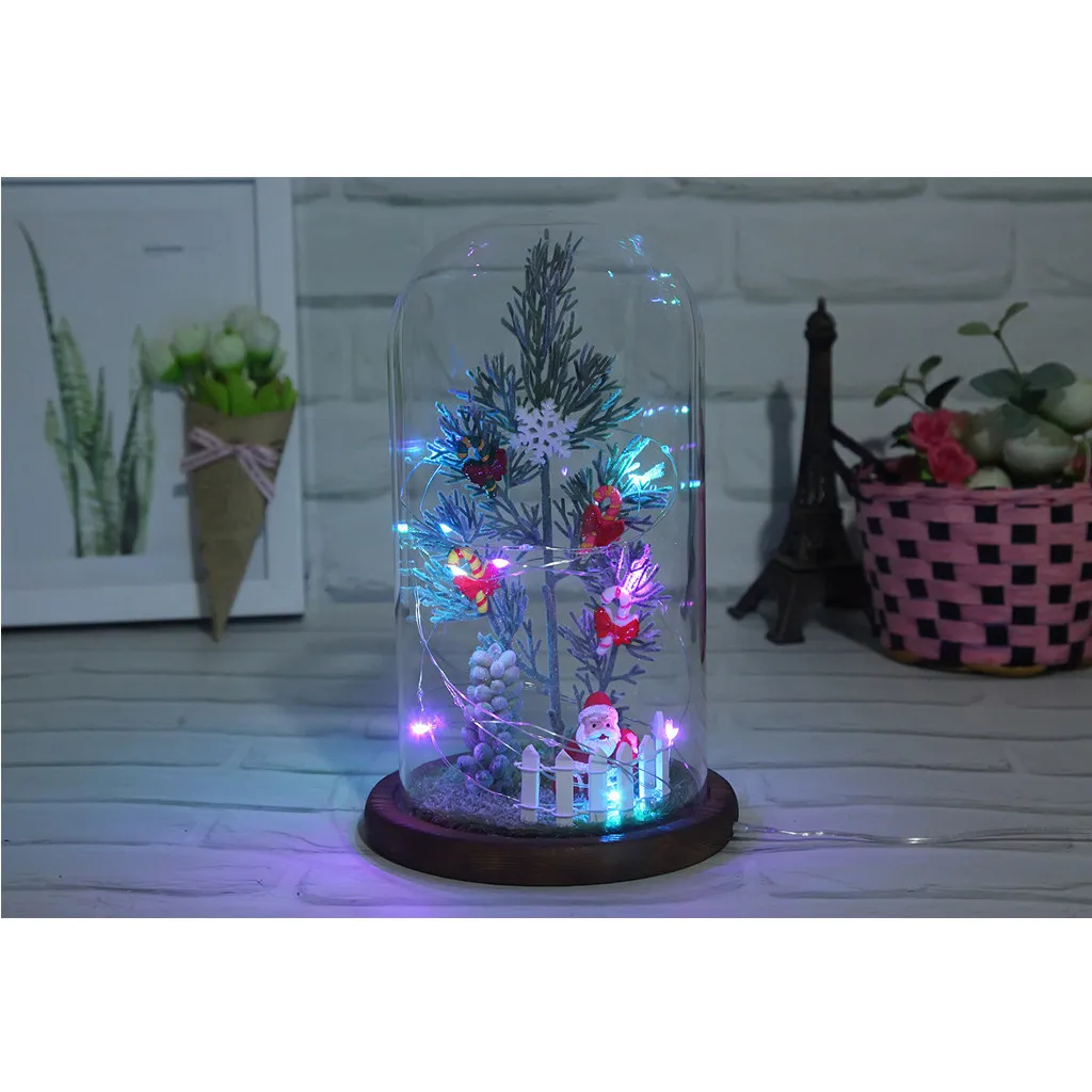 Новая миниатюрная Рождественская елка в стеклянных выпуклые украшения и подарки