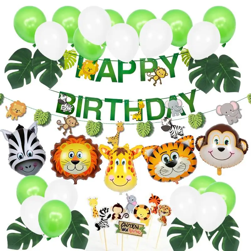 

Animal Ballons Jungle Safari Birthday Party Decoration Jungle Theme Party Baloon Cupcake Topper Kid Birthday Balloons Air Globos