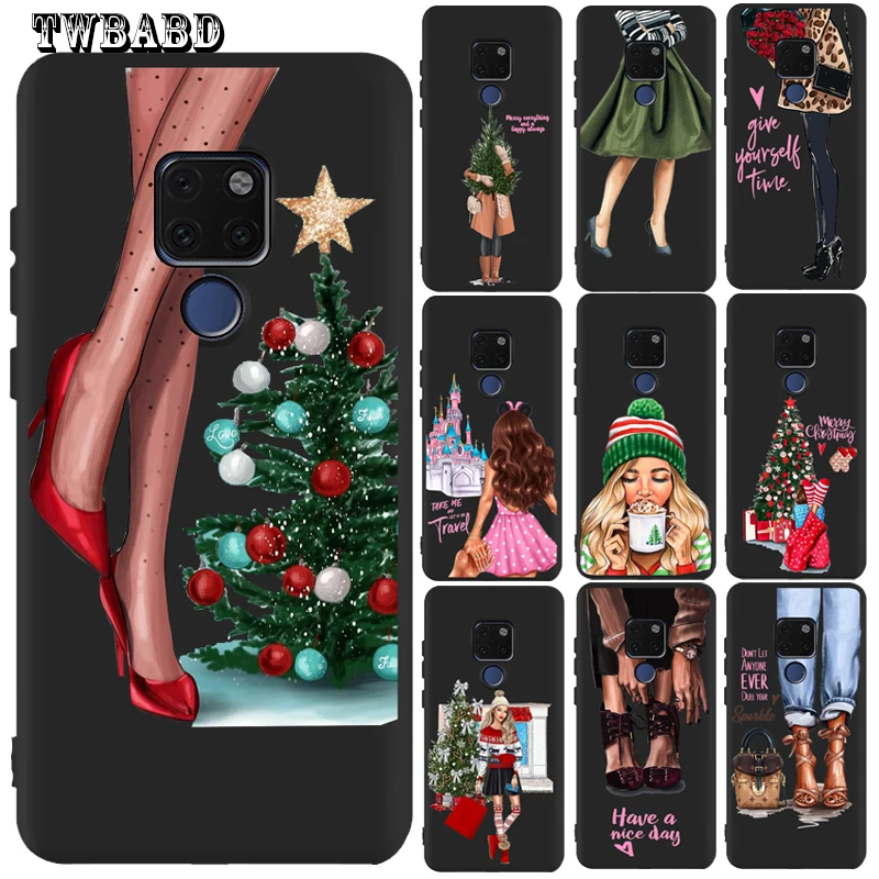 Модный Рождественский Роскошный чехол для девочек Huawei Mate 30 Pro 10 20 Lite задняя крышка