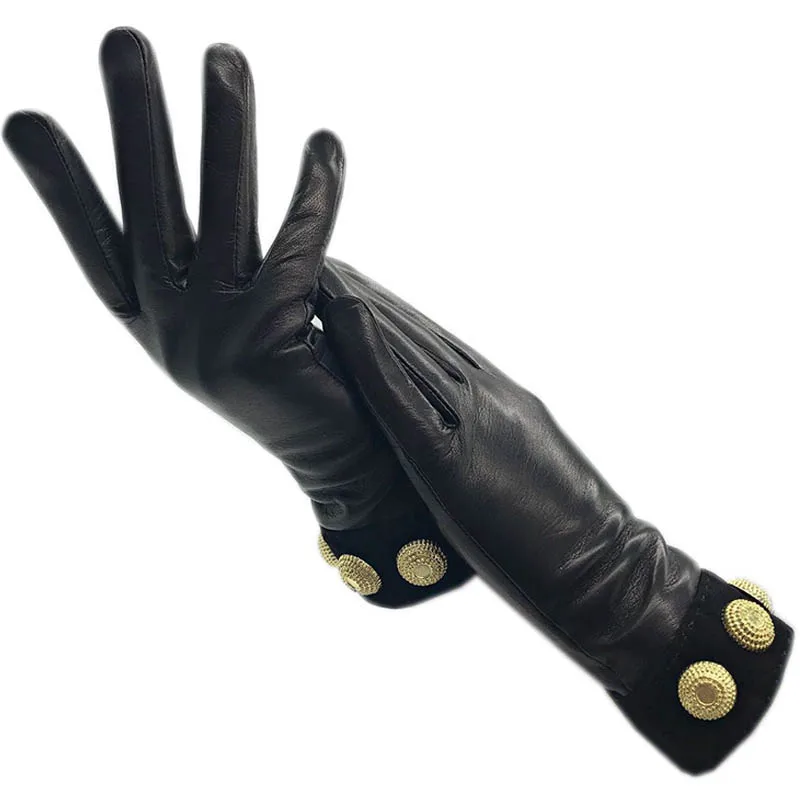 

Женские зимние перчатки из козьей кожи, черные теплые перчатки из натуральной кожи для вождения и езды на мотоцикле