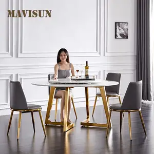 Postmodern Minimalism Nordic Light Luxury Marble Round Simple Modern Small Apartment Home Living Room Furniture Dining Table Set