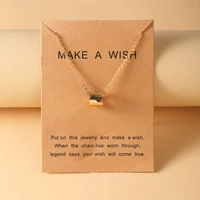 2021 cute woman necklace gold jeweler gothic paper card simple clavicle chain geometric circle hollow necklace korean fashion