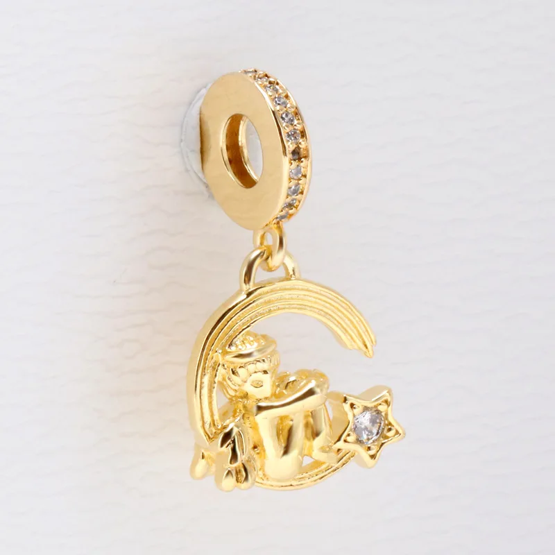 

Amaia 925 Sterling Silver Golden Angel and Shooting Star Pendant Angel Necklace Shooting Star Pendant Fit DIY Original Bracelet