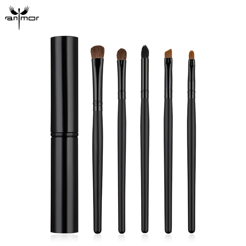

Anmor 5Pcs Black Natural Hair Makeup Brushes Set Eye Brow Make Up Brush Eyeshadow Eyeliner Eyelash Eyebrow Cosmetic Kit Tool