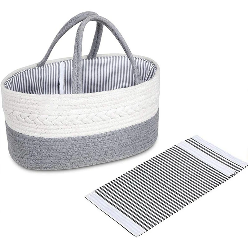 

2 Pcs Woven Storage Basket Desktop Cosmetics Storage Basket Nordic Style Debris Storage Box Pink & Gray