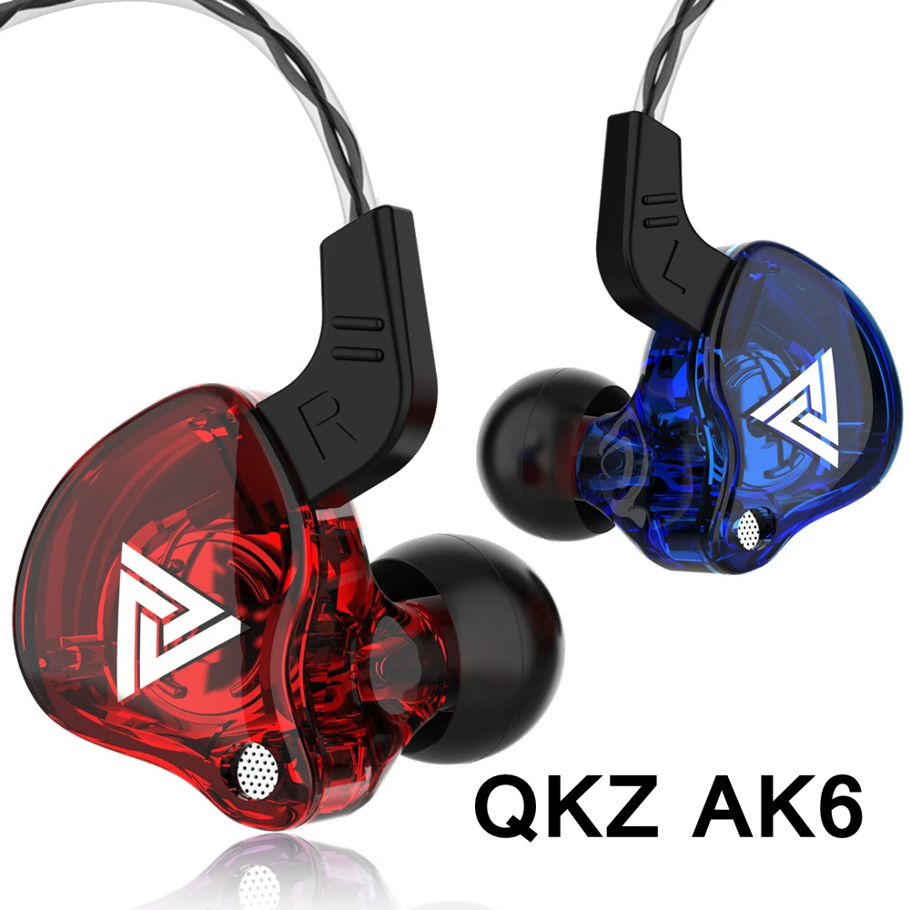  Оригинальные наушники QKZ AK6, проводные Hi-Fi наушники с медным драйвером, спортивные наушники для бега, басовая стереогарнитура, музыкаль…