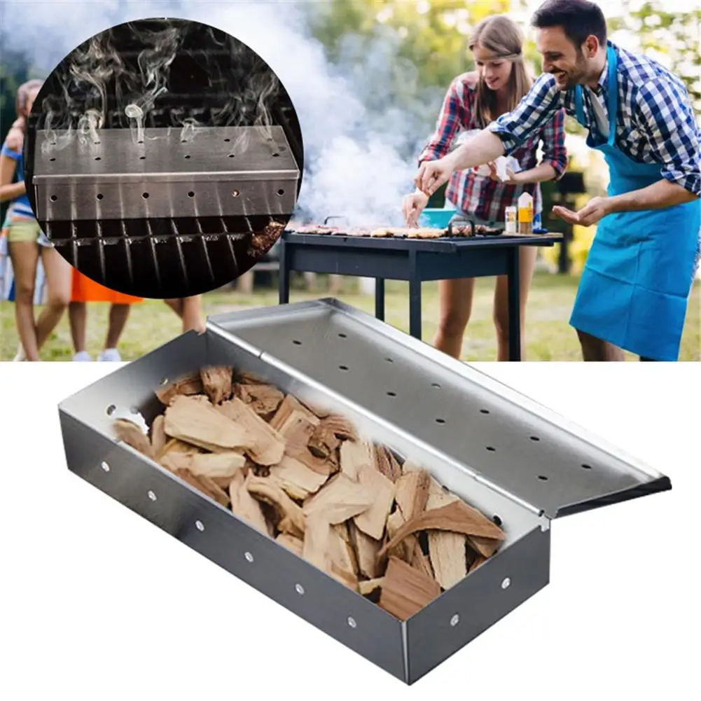 Древесная стружка барбекю коптильня коробка для крытого уличного угля газ гриль