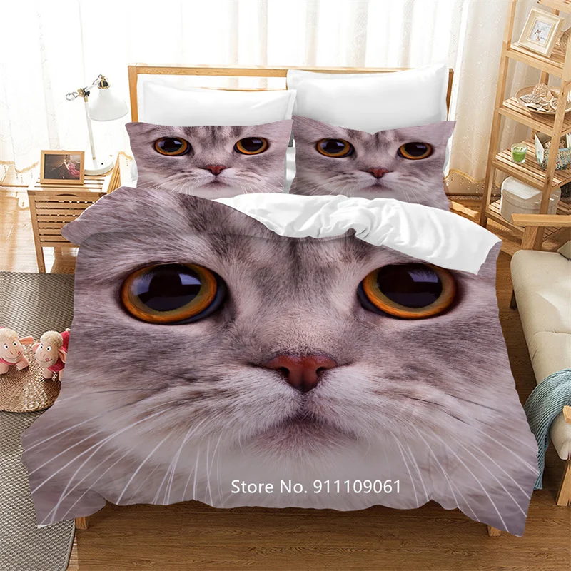 

3D Printed Cute Pet Cat Family Bedding Set Children Boys and Girls Soft and Comfortable Big Bedspread Quilt Cover Pillowcase