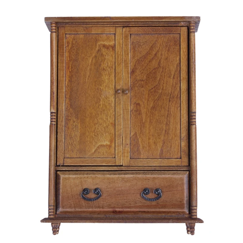 

Масштаб 1:12 винтажный деревянный шкаф для кукол миниатюрный аксессуар