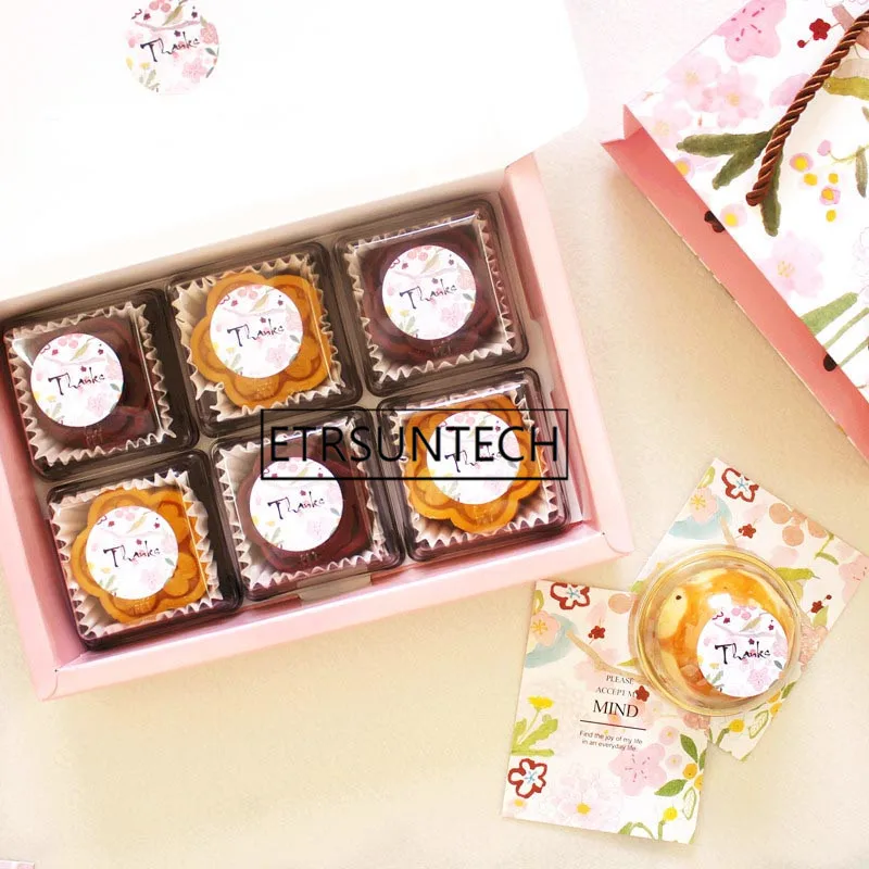 100 шт розовая зеленая луна коробка для торта прямоугольная бумажная печенья