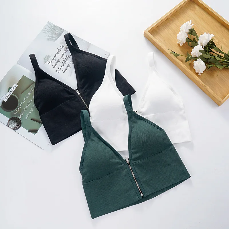 Топ женский бесшовный на молнии спереди пикантный корсет с чашками пуш-ап