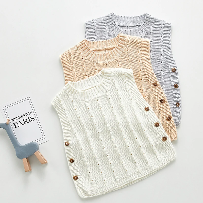 Жилет для маленьких девочек на осень и зиму Теплый Универсальный вязаный свитер