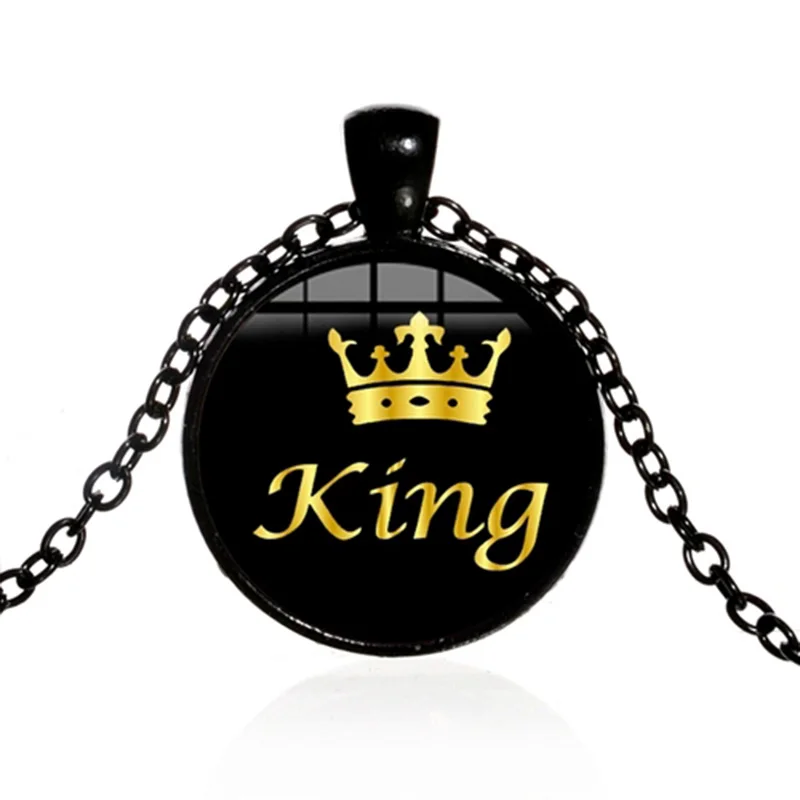 Массивное ожерелье Her King His Queen модное золотого цвета с принтом короны травы