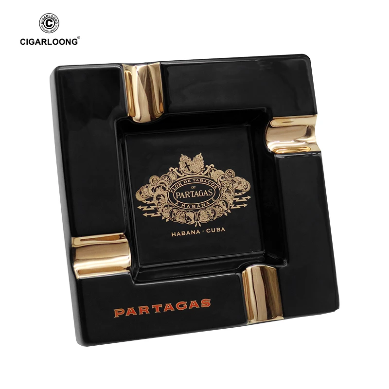 black-gold slot CIGARLOONG Cigar Ashtray Large Ceramic Ashtray Living Room Creative Personality 4 Slot Ashtray Holder CLG-0394 - Цвет: black-gold slot