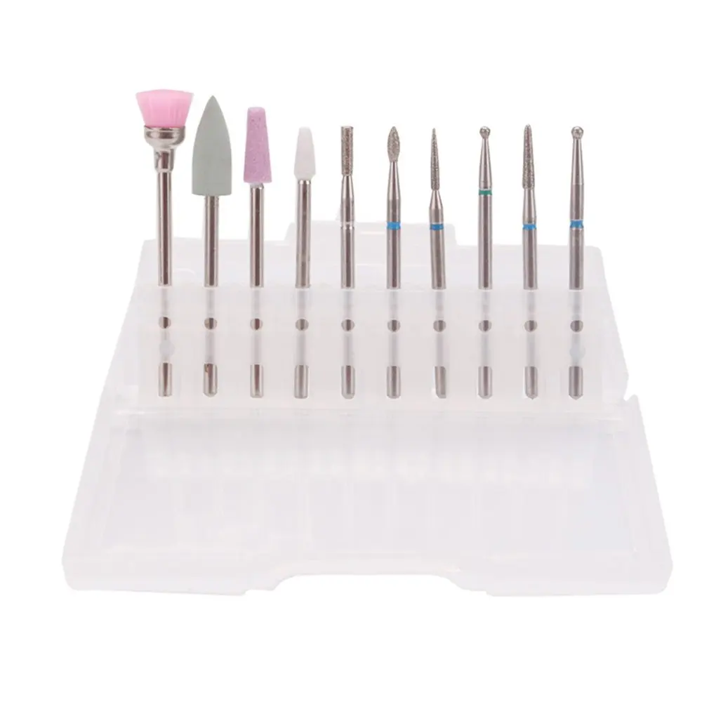 

Набор сверл для удаления кутикулы, набор из 10 алмазных насадок из вольфрамового стального сплава для российского маникюра