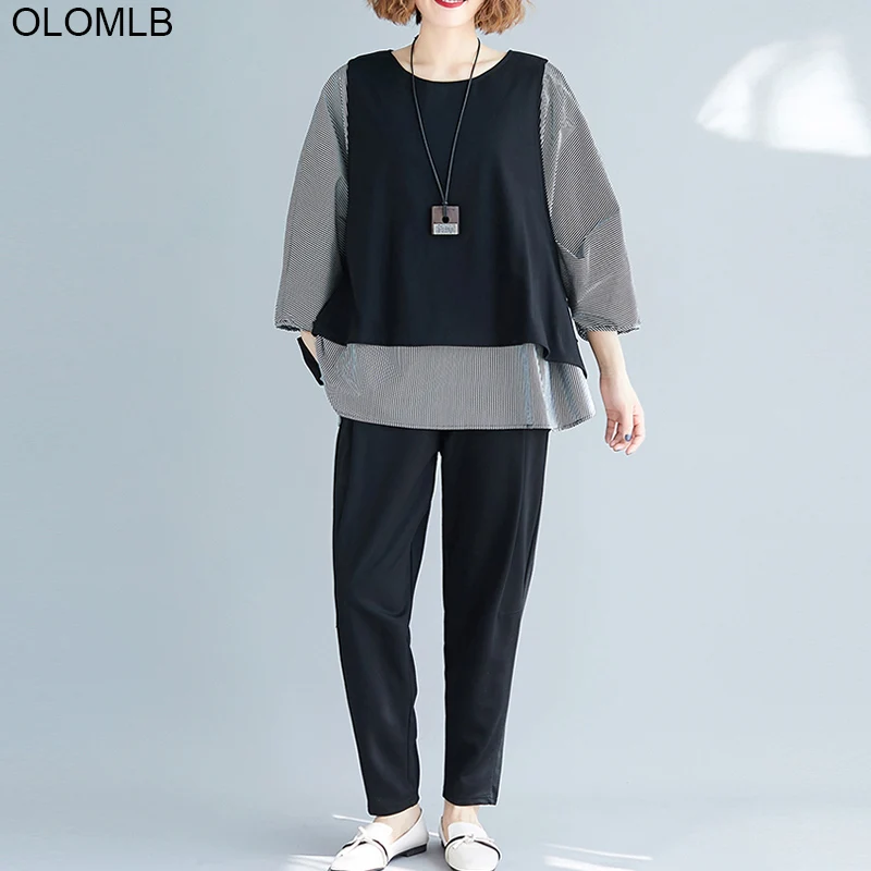 Женская Свободная блузка в полоску Повседневная Туника большого размера с