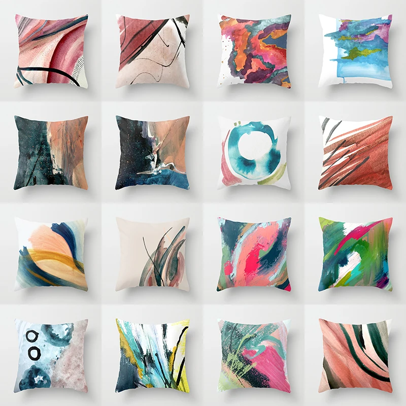 

Fashion beauty watercolor pattern pillow cases short plush high quality square thick pillow case covers size 45cm by45cm