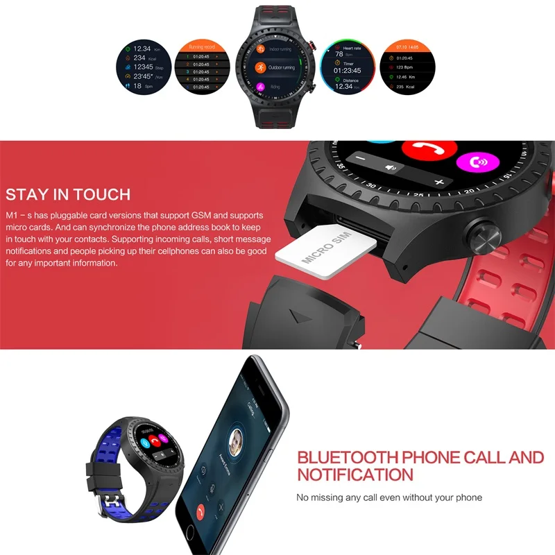 Torntisc Полный Круглый экран 1,3 дюймов M1 Смарт часы gps Android компас с Bluetooth барометр дисплей погоды спортивные умные часы для мужчин