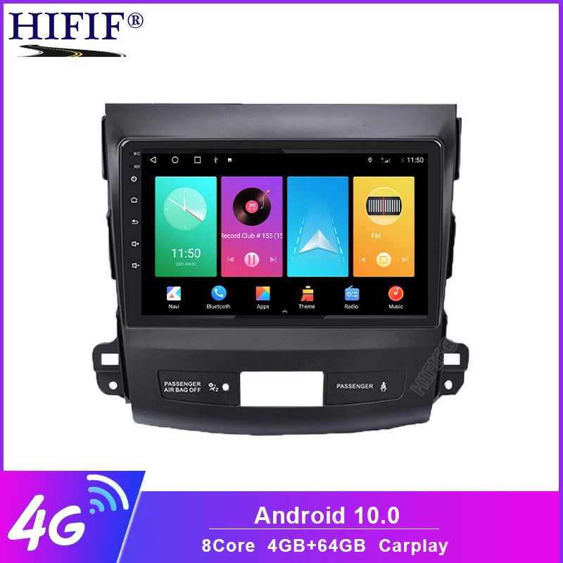 IPS DSP Android 10 4G RAM 2 DIN Автомобильный GPS для Mitsubishi Outlander без DVD плеера стерео радио