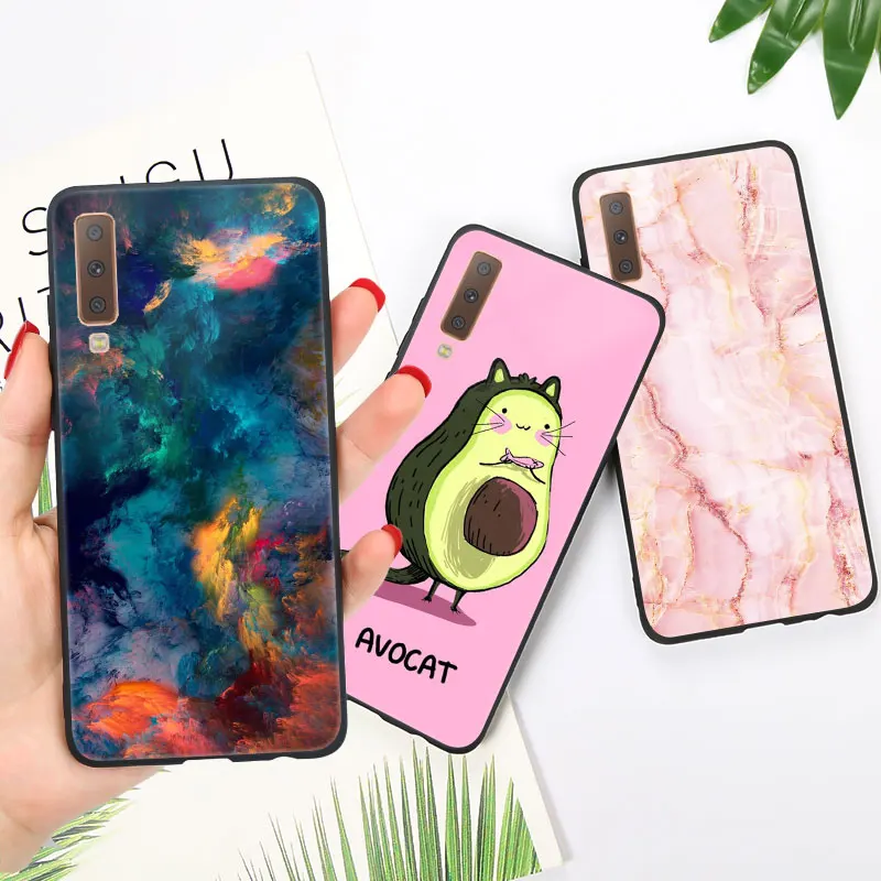 Мягкий ТПУ чехол для samsung A7 чехол силиконовый глянцевый яркий чехол для samsung Galaxy A5 A6 A8 Plus чехол