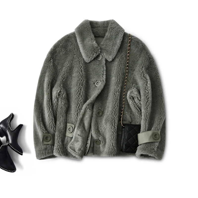 

Шуба SHUCHAN из натуральной шерсти, женское однобортное толстое теплое меховое пальто с широкой талией, зимние женские пальто и куртки