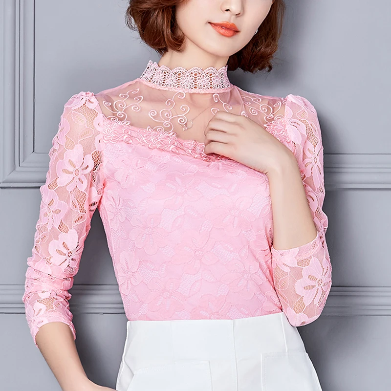 Blusas Mujer De Moda 2021 женские блузки белая рубашка кружева выдалбливают стенд с