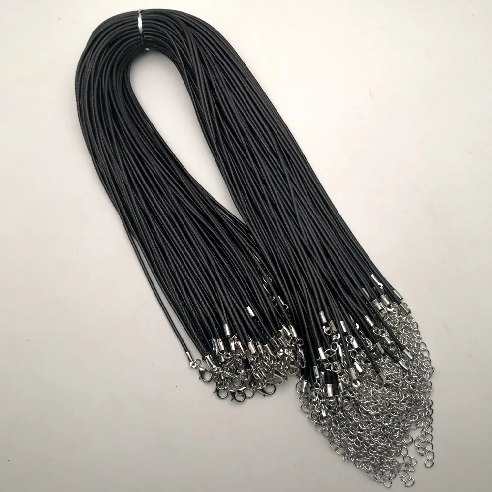 

Fashion 2.0MM 45cm 60cm 70cm +5cm black Wax rope lobster clasp necklace lanyard Jewelry pendant cords 100pcs/lot Free shipping