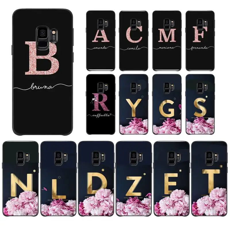 

ABC Name Letter Monogram Pink Glitter Phone Case For Samsung Galaxy J7 PRIME J2Pro2018 J4 Plus J5 PRIME J6 J7 Duo Neo J737 J8