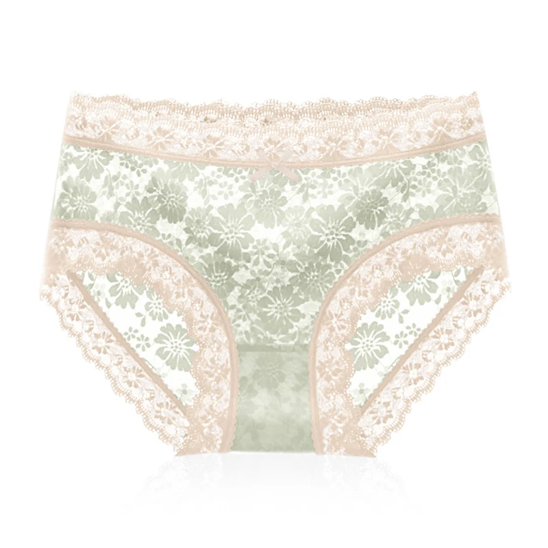 

2021 New Fashion Sexy Lace Triangle Waist Cotton Antibacterial Crotch Breathable Sweat-absorbent Ladies Briefs Underwear