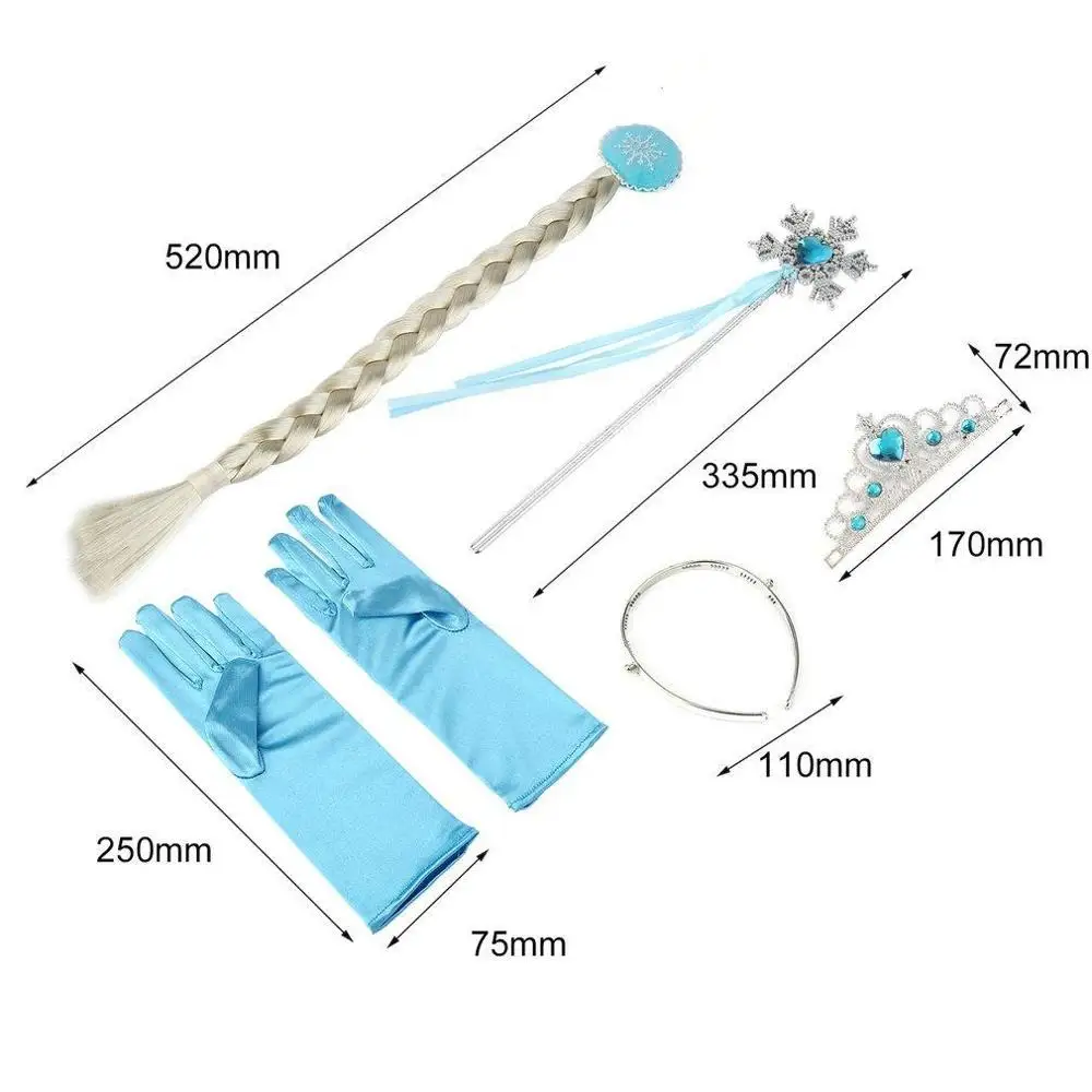 

4pcs Set Elsa Anna Cosplay Crown Magic Wand Braid Gloves Rhinestone Hair Cosplay Wand Cosplay Anna Crown Wand Magic Wand