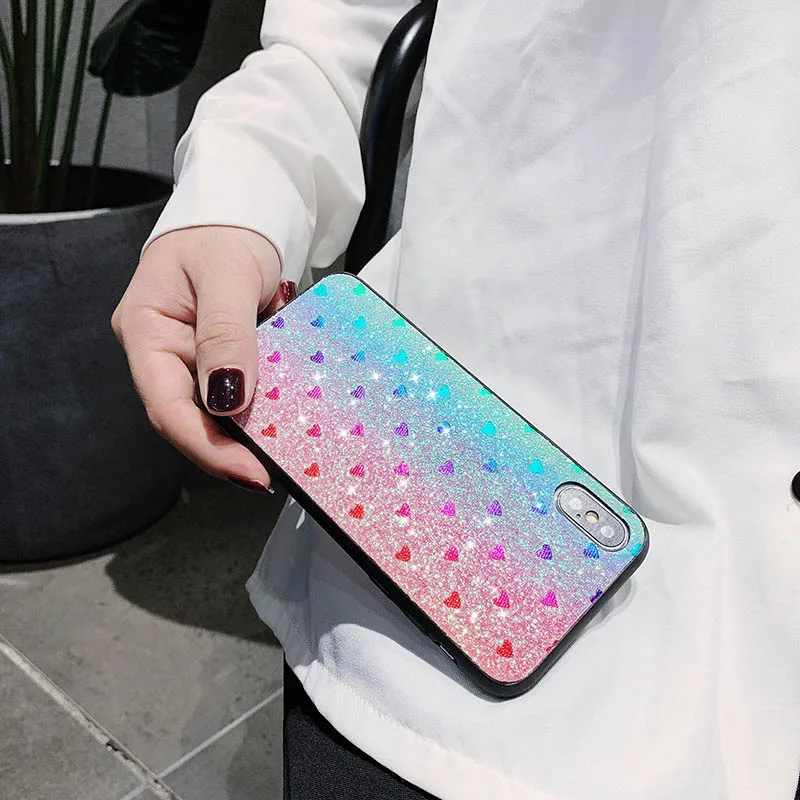 

Aesthetic Glitter Love Phone Case For xiaomi redmi 6 8 8A NOTE 8 7 MI 8 9 A3 LITE PRO CC9E Anti-Collision Soft Back Cover Funda