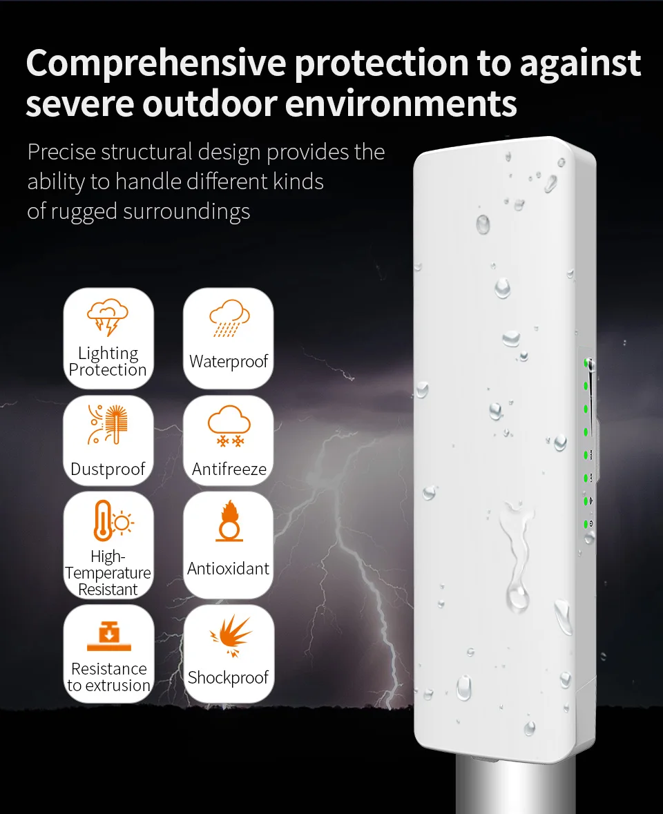 2pcs 300Mbps 5.8G Long Range Outdoor CPE Wifi Bridge 802.11n Point to Point Signal Booster extender Wireless AP CF-E312AV2
