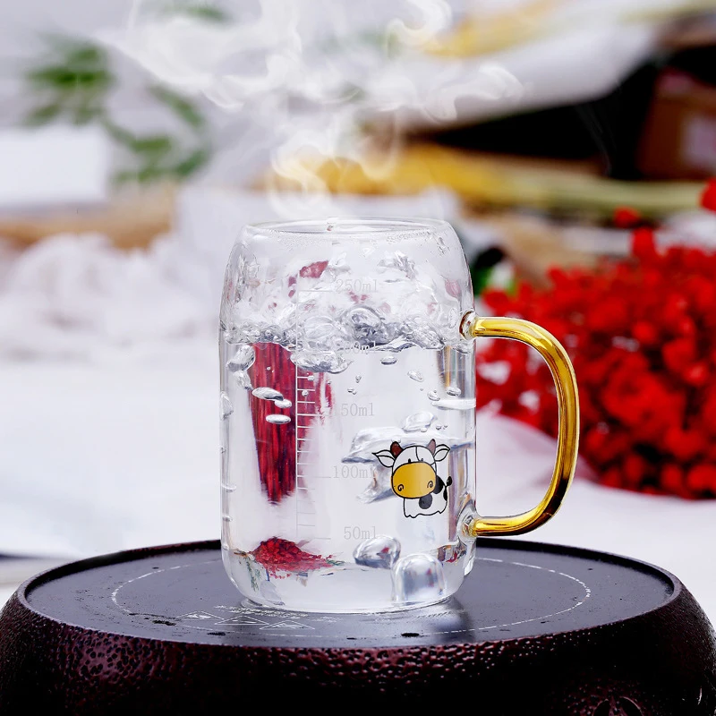 250ML Glass Water Cup Baby Cups Drinking Drinkware With Handle Children's Breakfast Nature Safe Material Kids Milk | Дом и сад