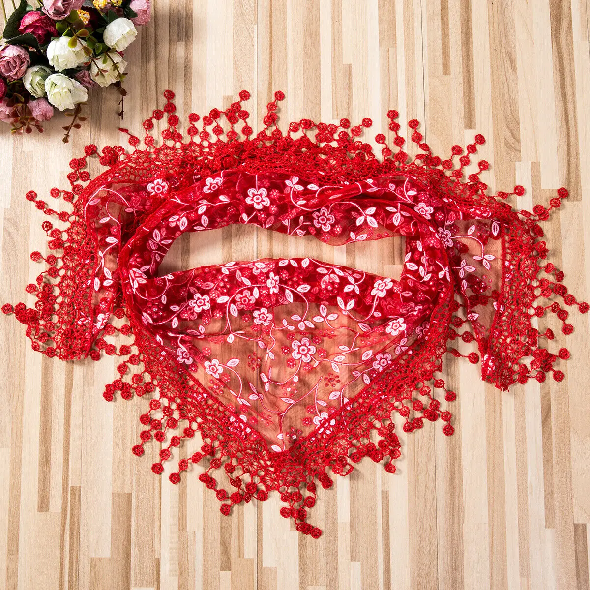 Женский мягкий шарф треугольный кружевной Элегантный женский платок с