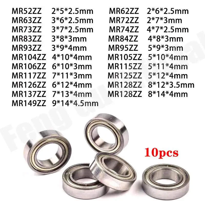 10pcs MR Series MR52ZZ To MR149ZZ Miniature Model Bearing Metal Shielded Ball Bearings | Обустройство дома