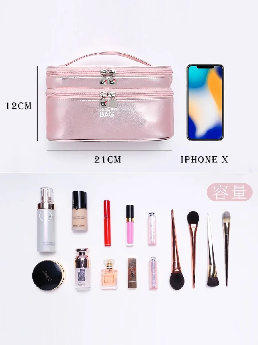 Портативный Женский чехол для макияжа косметичка коробка с органайзером