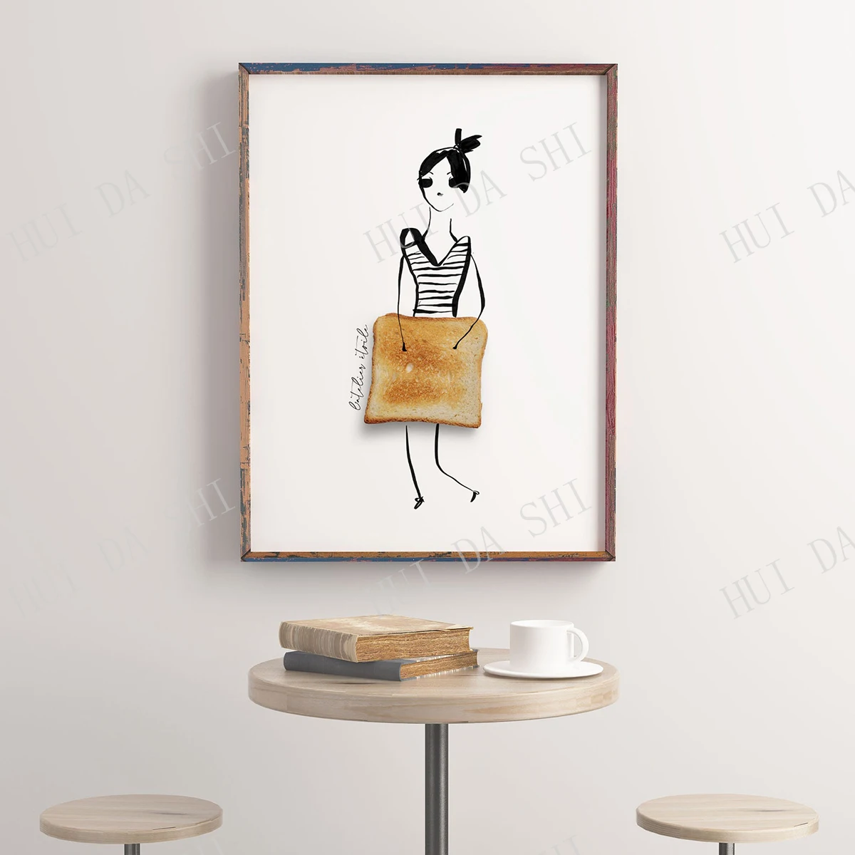 

Печать тостов, плакат с хлебом, причудливый принт, модная иллюстрация, иллюстрация настоящей еды, тостов, модные эскизы, хлебопекарство