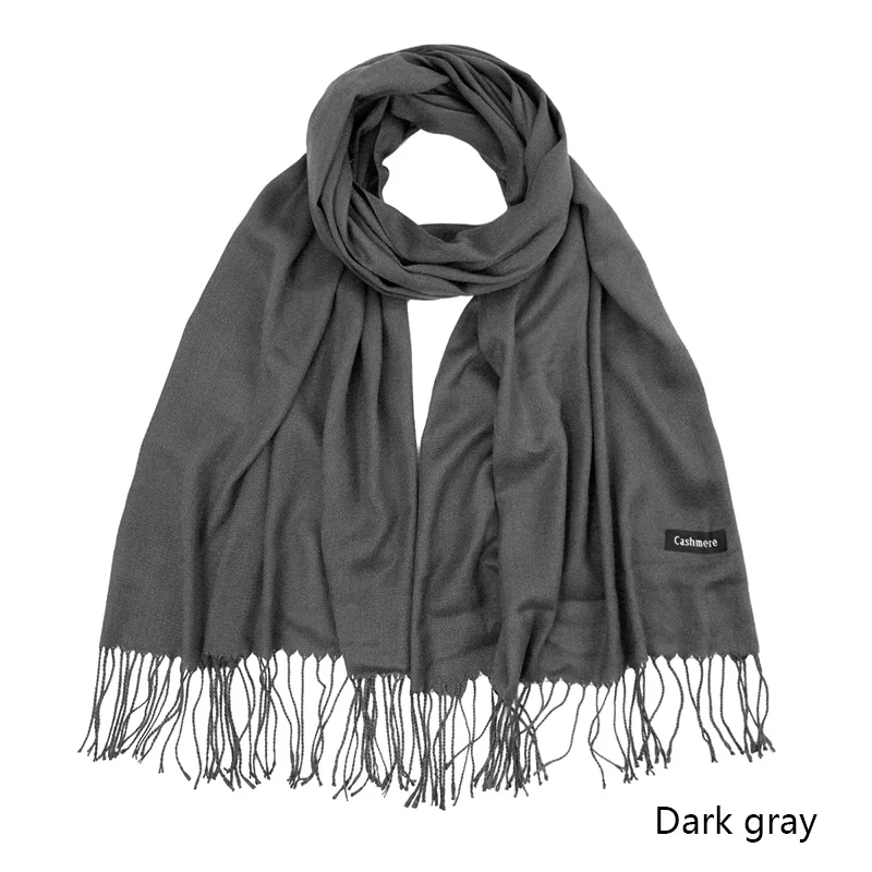 Dark Gray Зимний шарф для женщин, теплый модный женский шарф, тонкие мягкие шали, одеяло, кашемировый платок на голову, Дамская Пашмина бандана - Цвет: Dark Gray