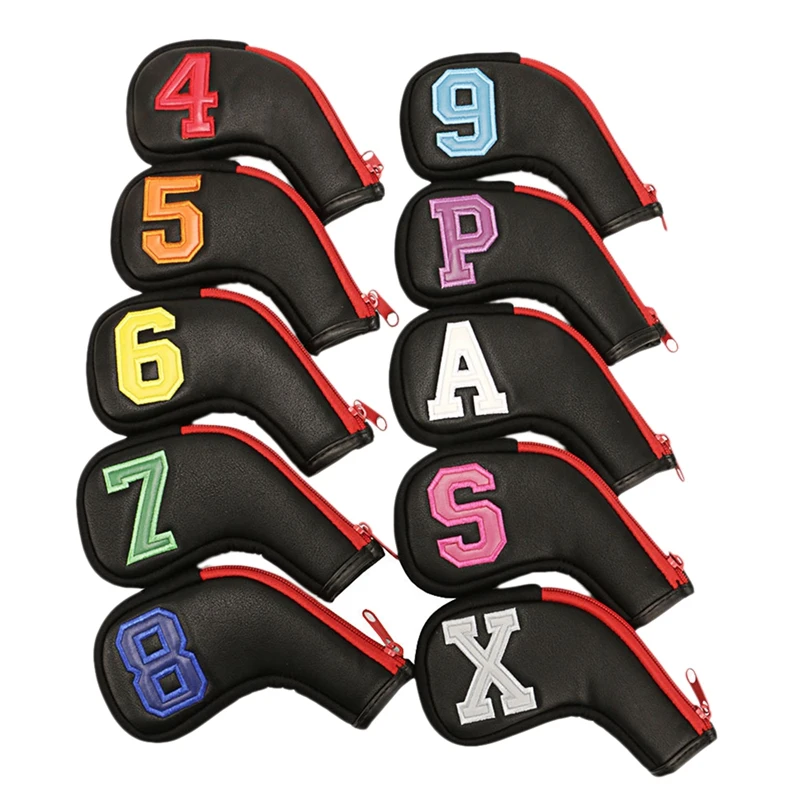 

Top!-Golf Iron Covers 10Pcs,Golf Iron Head Covers Leather Golf Iron Covers Set Colorful Golf Iron Headcovers with Zipper