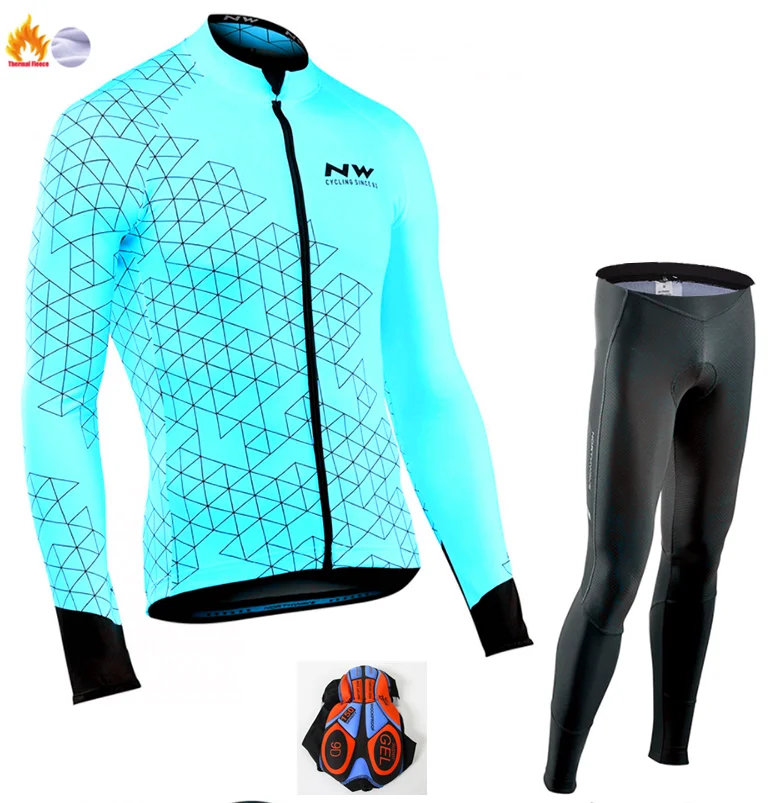 Winter Cycling Suit Ropa ciclismo теплый зима Термальность флис велосипедная одежда Для Мужчин's Велоспорт Джерси костюм для прогулок верховой езды на велосипеде, MTB Костюмы комбинезон, комплект - Цвет: Winter Cycling Suit