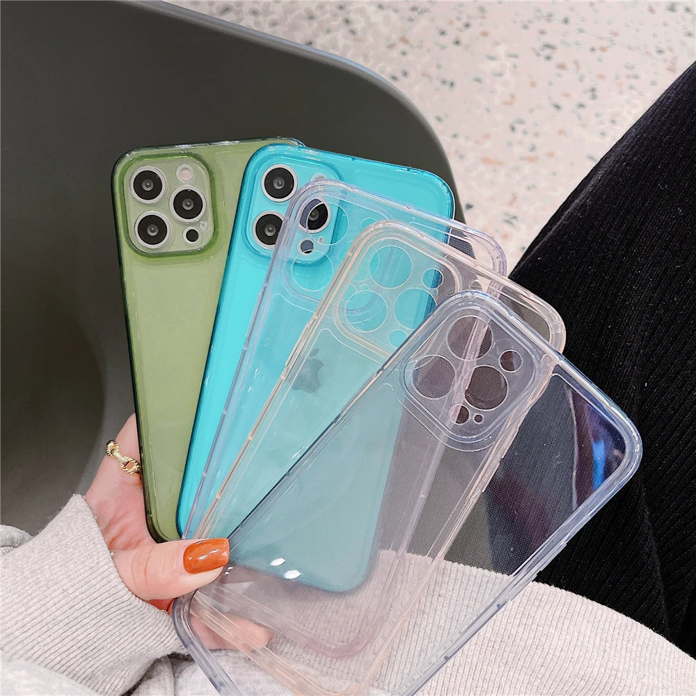 

10Pcs Ultra Thin Colour Phone Case For iPhone 12 11 Pro Max 12 Mini X XR XS Max 7 8 Plus SE 2020 Clear Silicone Soft Back Cover