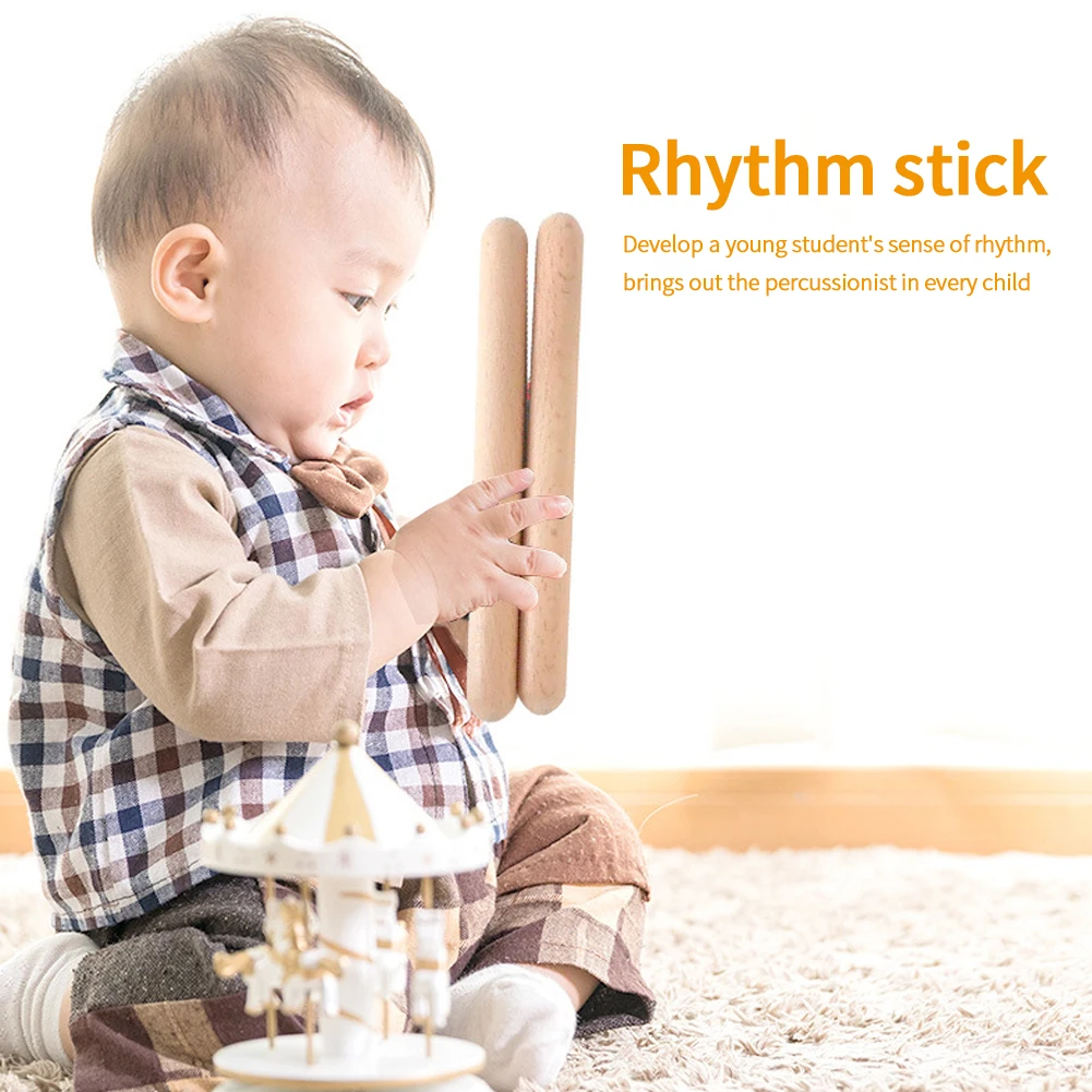8pairs Natural Hardwood Rhythm Sticks Orff Claves Classical Teaching Aids Instrument Professional Musical Home School | Спорт и