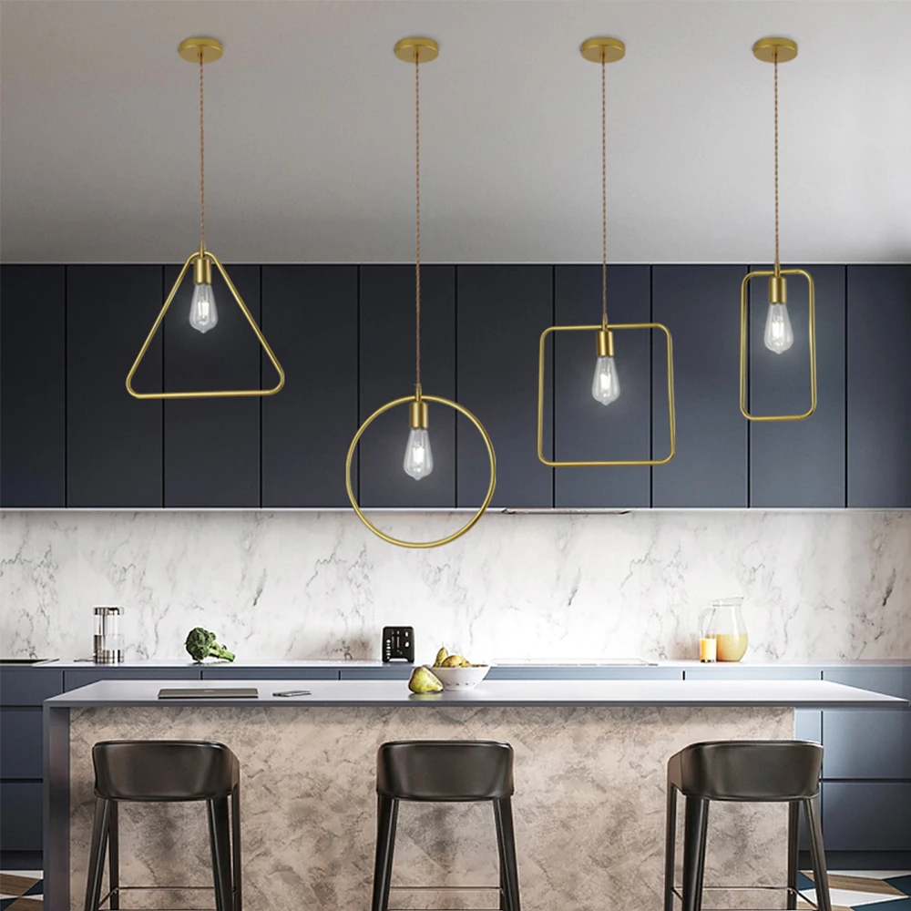 Minimalist Modern Gold Iron LED Pendant Light for Bedroom Living Room Kitchen Hall Counter Restaurant Bedhead Nordic Home Decor | Лампы и