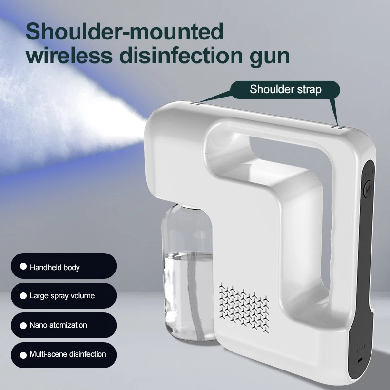 

New 480ML Wireless Disinfection Spray Handheld Portable USB Rechargeable Nano Atomizer Home Spray Blue Light Disinfector