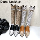 Женские ковбойские ботинки из искусственной кожи, до щиколотки, на высоком каблуке, с змеиным принтом, в западном стиле, 2022, 38, 41, Лидер продаж, женские ковбойские ботинки