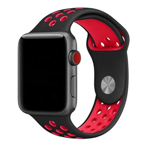 Ремешок для apple watch band 44 мм 40 мм correa apple watch 4 3 band 42 мм/38 мм iwatch спортивный силиконовый ремешок-браслет аксессуары для часов - Цвет ремешка: black red 23