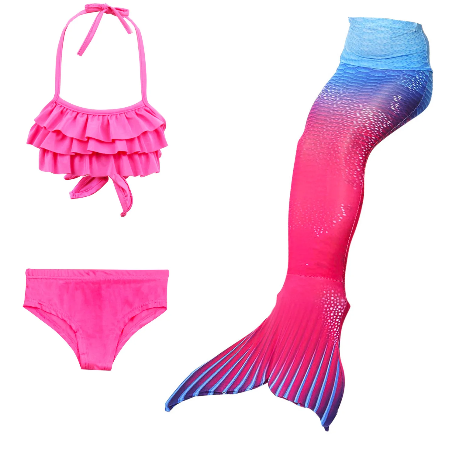 3PCS SET NO MONOFIN Детский купальный костюм; купальный костюм с хвостом русалки; карнавальные костюмы; купальный костюм для девочек; купальный костюм - Цвет: 3PCS SET NO MONOFIN